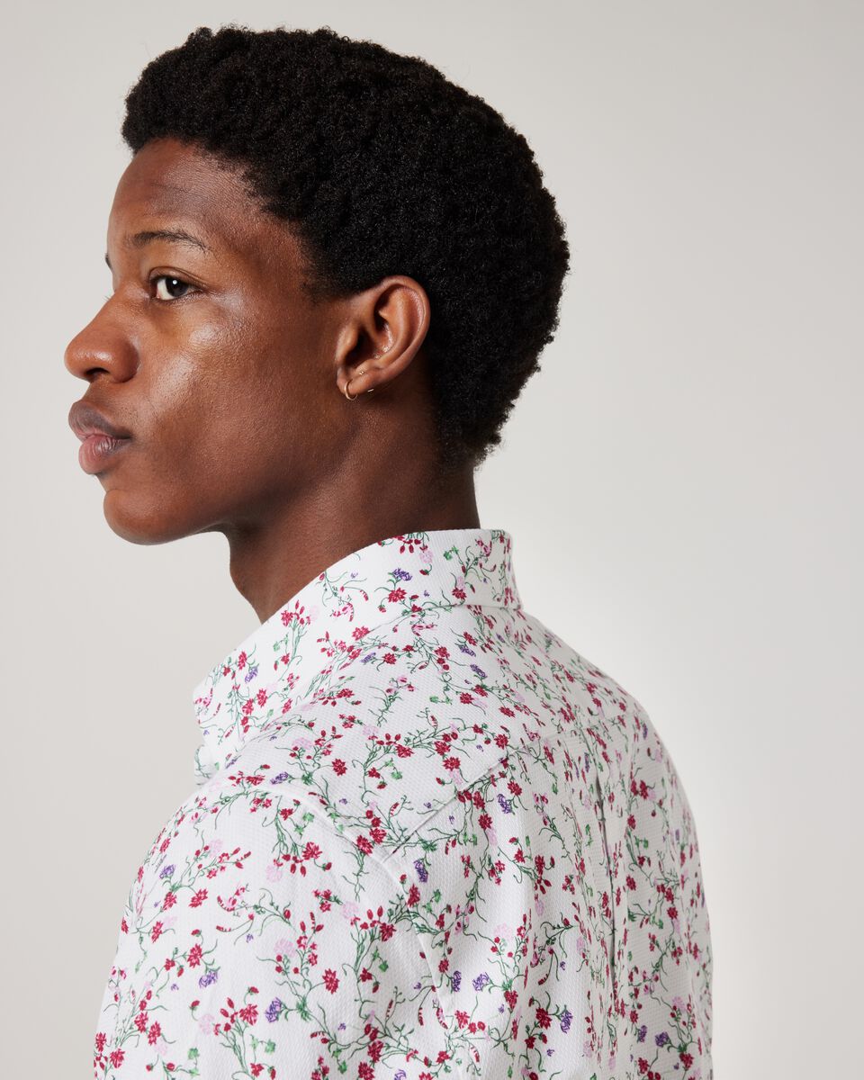 Long Sleeve Floral Print Dress Shirt